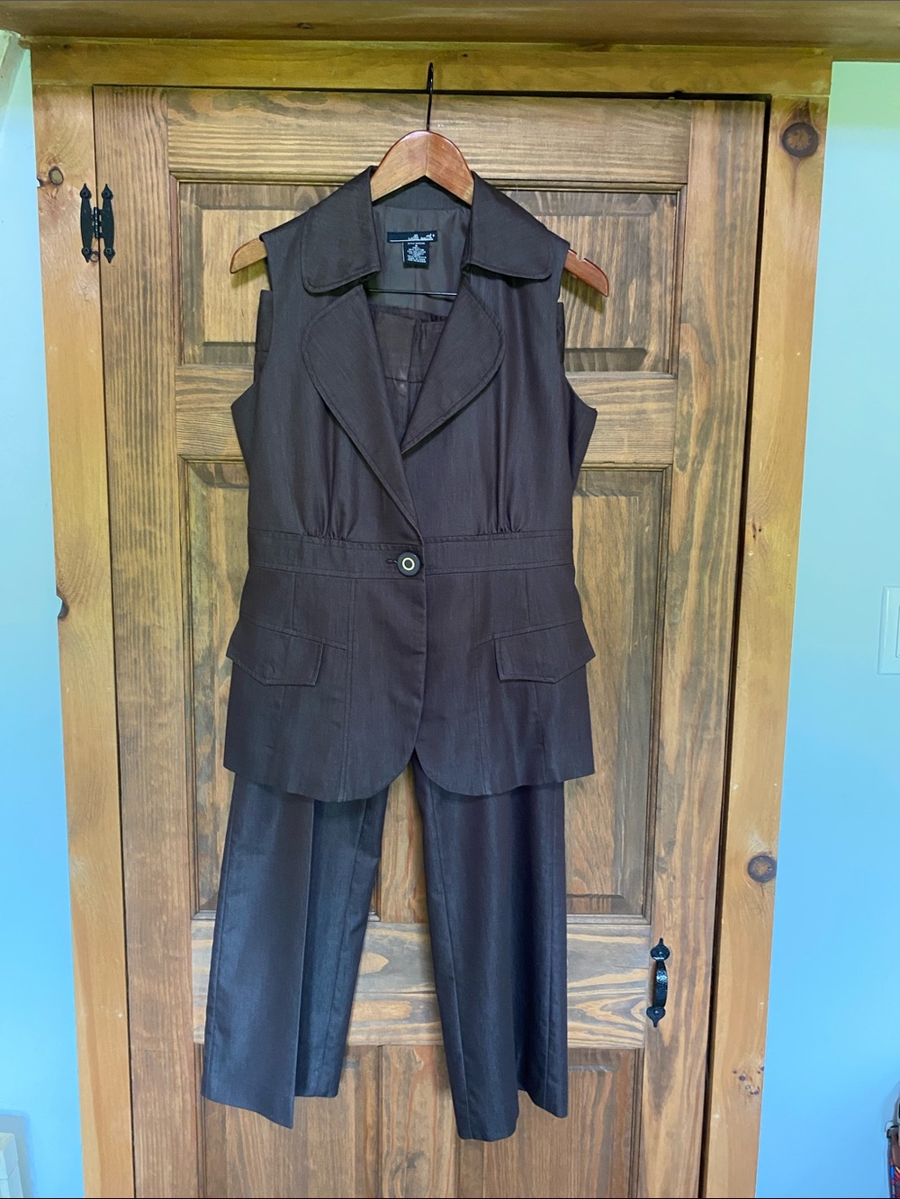 Willi Smith Brown Blazer and Pant Suit with Subtle Sheen